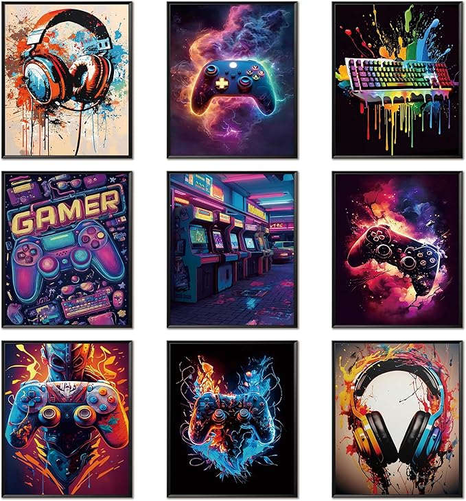 Horizon Hunters Gathering Trailer Bombarded on YouTube 9 91GdFB6rfwL. AC SX679 ARKZSHO Cool Game Canvas Posters Wall Art Set of 9, Retro Video Gamer Watercolor Wall Decor Paintings, Teen Boy Room Decore, Boys Room Accents for Game Room Bedroom Decor 8x10 Inch Unframed
