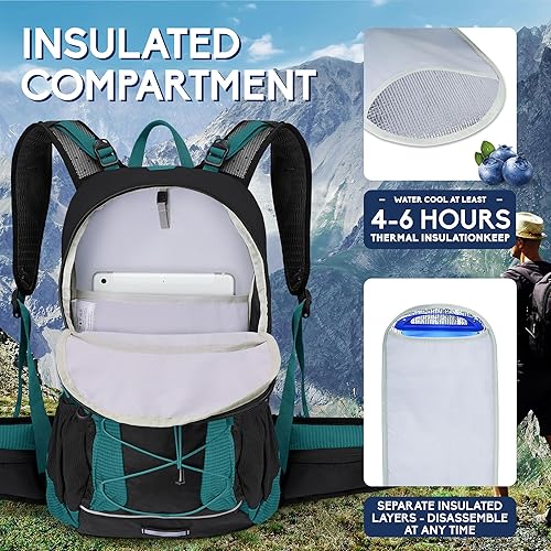 Miniatura 5 de Mochila de agua de senderismo de 20L + 18L con bolsa de agua de 2 a 3 L - Válvula de mordida de alto flujo - Mochila de hidratación con