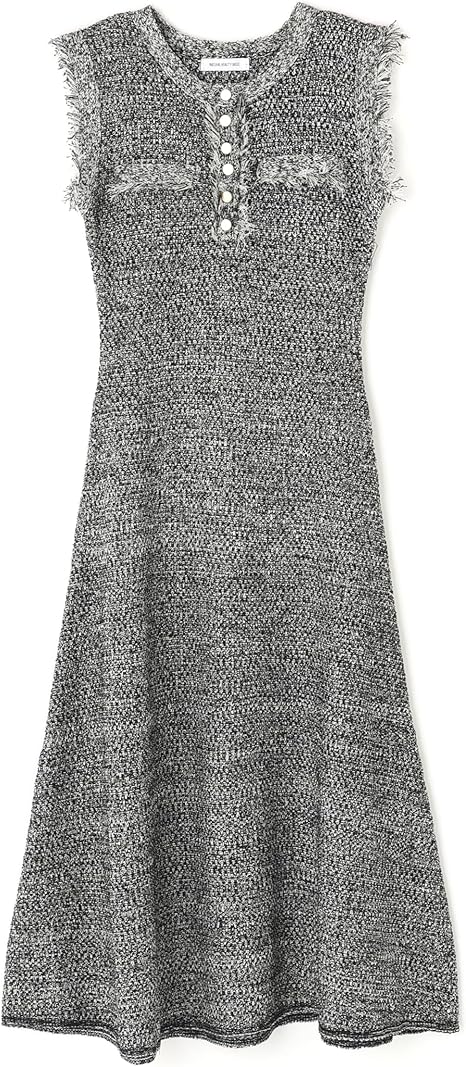 Amazon.co.jp: フリンジツイードニットワンピース : ファッション