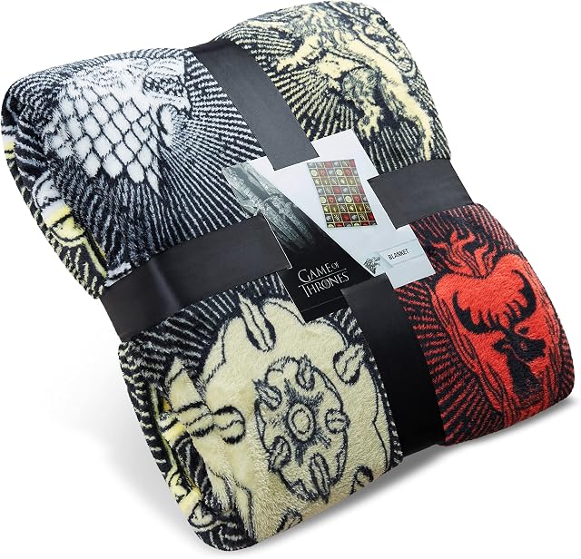 Game of Thrones Gifts Merchandise GOT Blanket Super Soft Bed Throw Stark Lannister Targaryen Greyjoy Baratheon Tyrell Great House Symbols Westeros