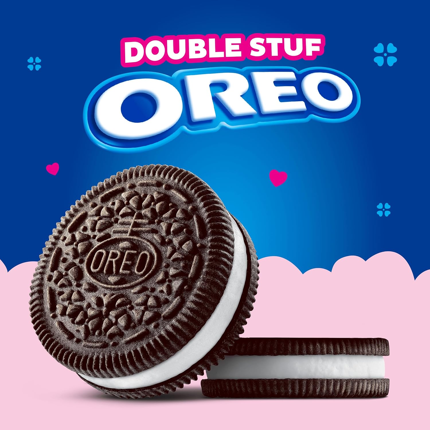 OREO Double Stuf Valentine's Day Chocolate Sandwich Cookies, Valentine Exchange Cookies, 30 2-Count Snack Packs (Pack of 2)