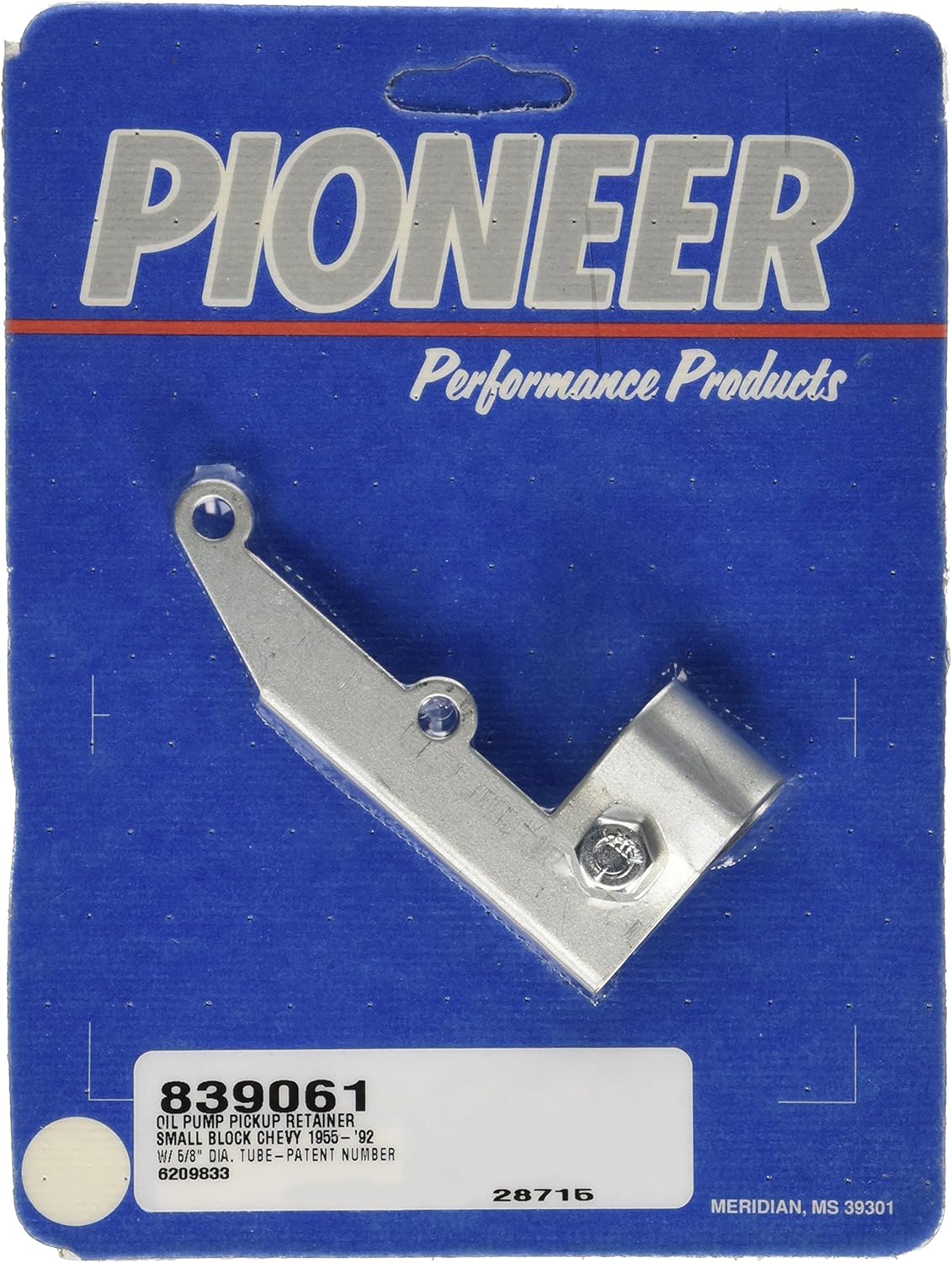 Pioneer Automotive Industries 839061 Oil Pump Pickup Retainer, Steel, Zinc Oxide, Compatible with Small Block Chevy, Each