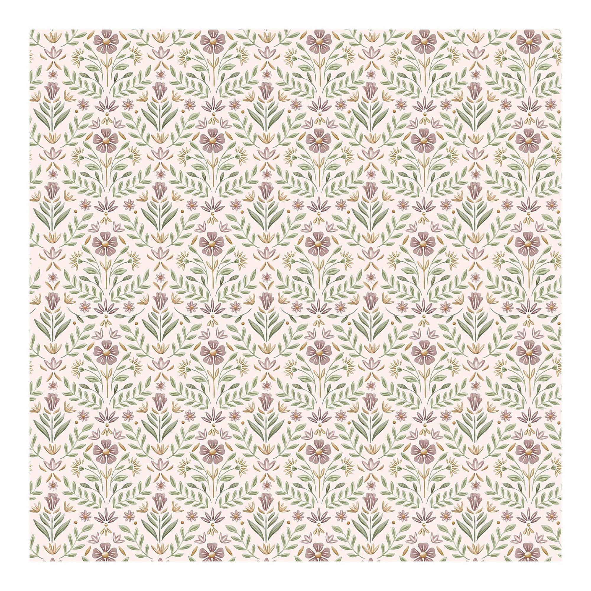 Little Dutch Fairy Flowers Wallpaper | Pink Leaves | Paste The Wall | Eco-Friendly