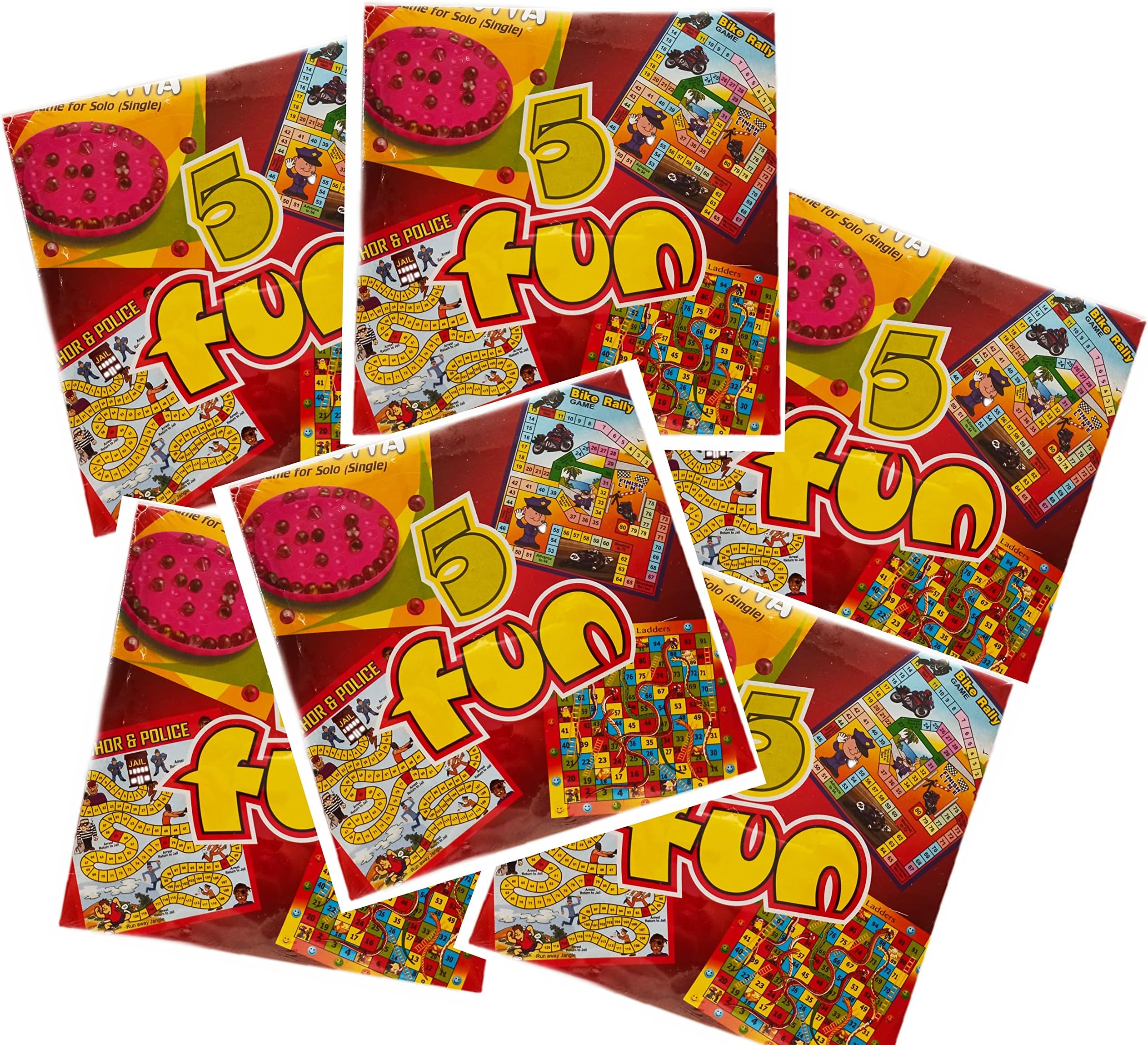 PurpleFly-spreading joy Board Games for Kids Birthday Party Return Gift (Pack of 6) (5 in 1 Board Games)