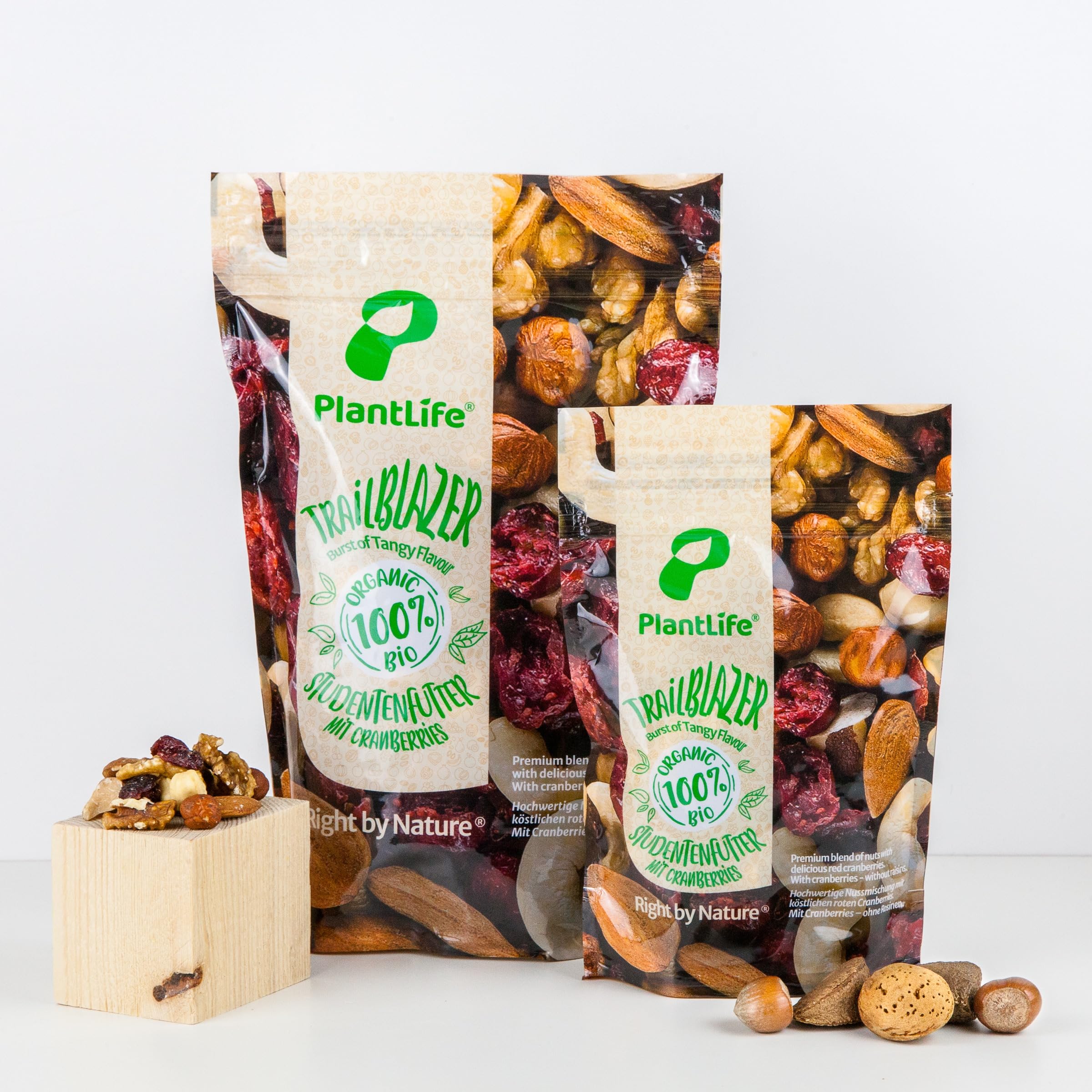 PlantLife BIO Trailblazer 650g - mix premium a base di noci biologiche croccanti senza uvetta e con mirtilli rossi