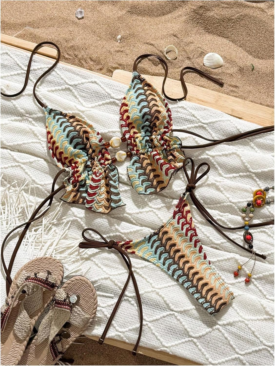 SOLY HUX Women's Halter Bikini Set Brazilian Swimsuits Cheeky String Thong Two Piece Bathing Suit - Image 2