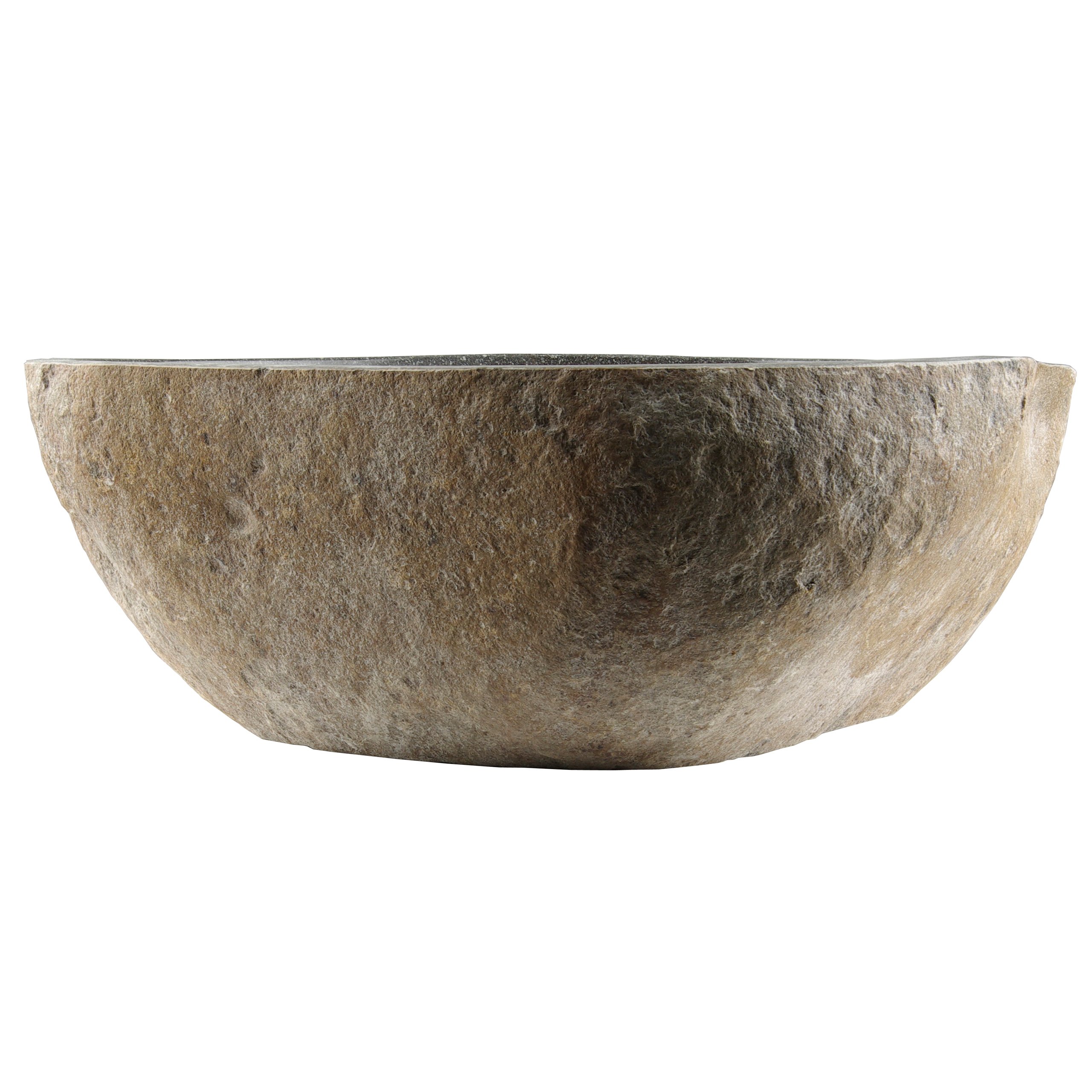 Naturstein Hand-Waschbecken Aufsatzwaschbecken Vulkanstein Andesit Findling grau 50 x (10-12) x 50 cm, Gewicht: 25-30 kg