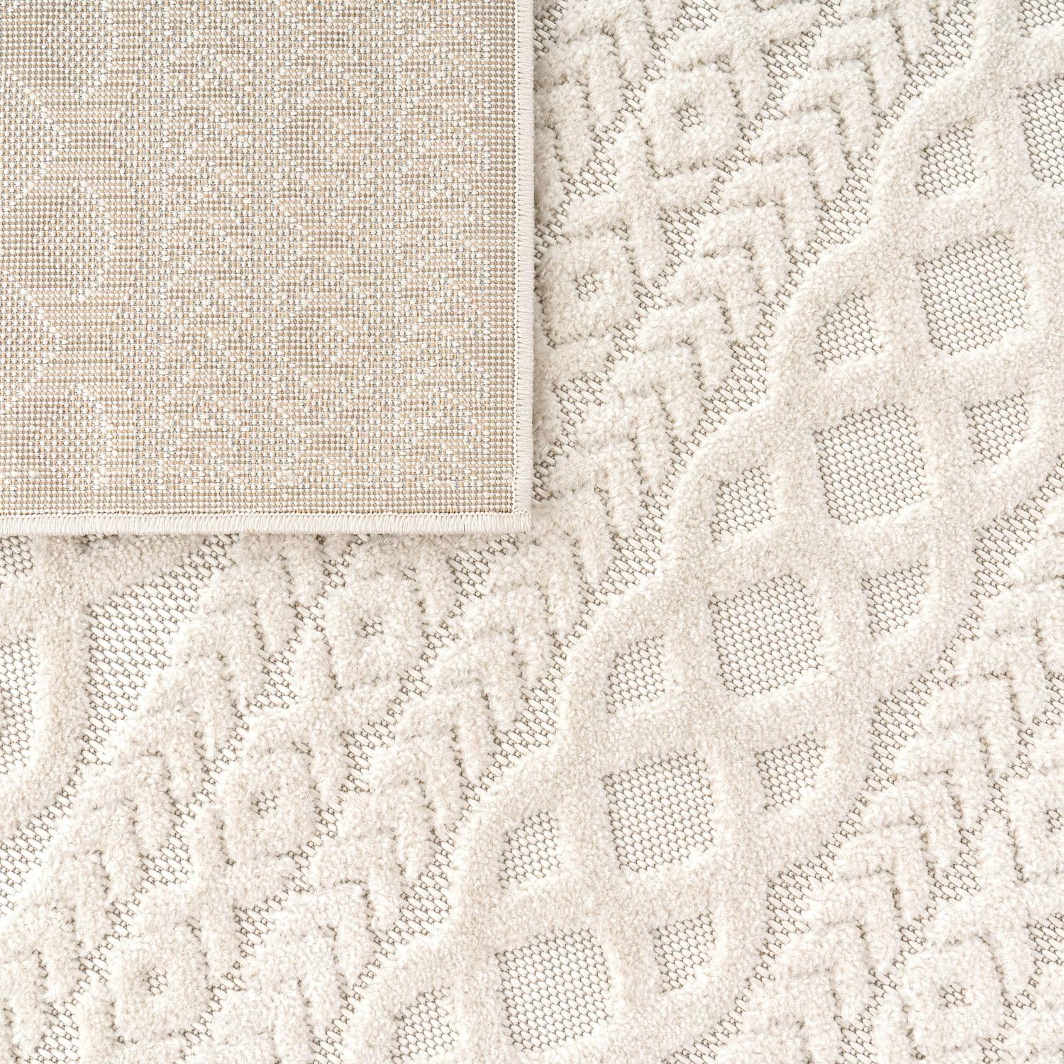 TT Home Tapis D'Intérieur Et D'Extérieur Résistant Aux Intempéries Balcon Chambre À Coucher Motif Boho Skandi Aspect Géométrique, Couleur:Crème 4, Dimension:160x230 cm
