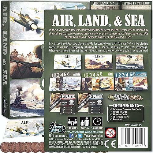 Miniatura 2 de Paquete de bolsa con cordón y fichas compatibles con juego de cartas de aire, tierra y mar, un juego de cartas rápidas de la Segunda Guerra Mundial