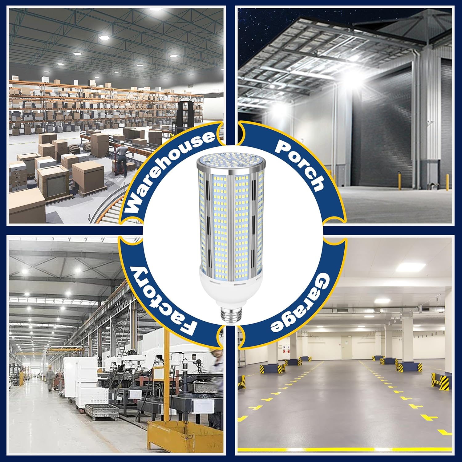 2Pack 100W LED Corn Bulb, 12500LM Super Bright 5000K Daylight White, E26/E39 Large Mogul Base, 400W Metal Halide MH HID HPS Replacement, LED Corn Lamp for Garage Warehouse Workshop Barn Factory