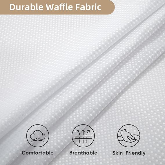 White Shower Curtain and Liner, 3 in 1 Waffle Shower Curtain Set with 12 Double Sided Shower Curtain Hooks, Fabric Shower Curtains for Bathroom 72 x 72