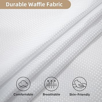 White Shower Curtain and Liner, 3 in 1 Waffle Shower Curtain Set with 12 Double Sided Shower Curtain Hooks, Fabric Shower Curtains for Bathroom 72 x 72