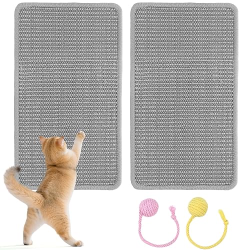 PlsMupn Alfombrilla Rascador para Gatos 2 Piezas 50x25 cm Alfombra Rascadora de Sisal Natural con Bola…