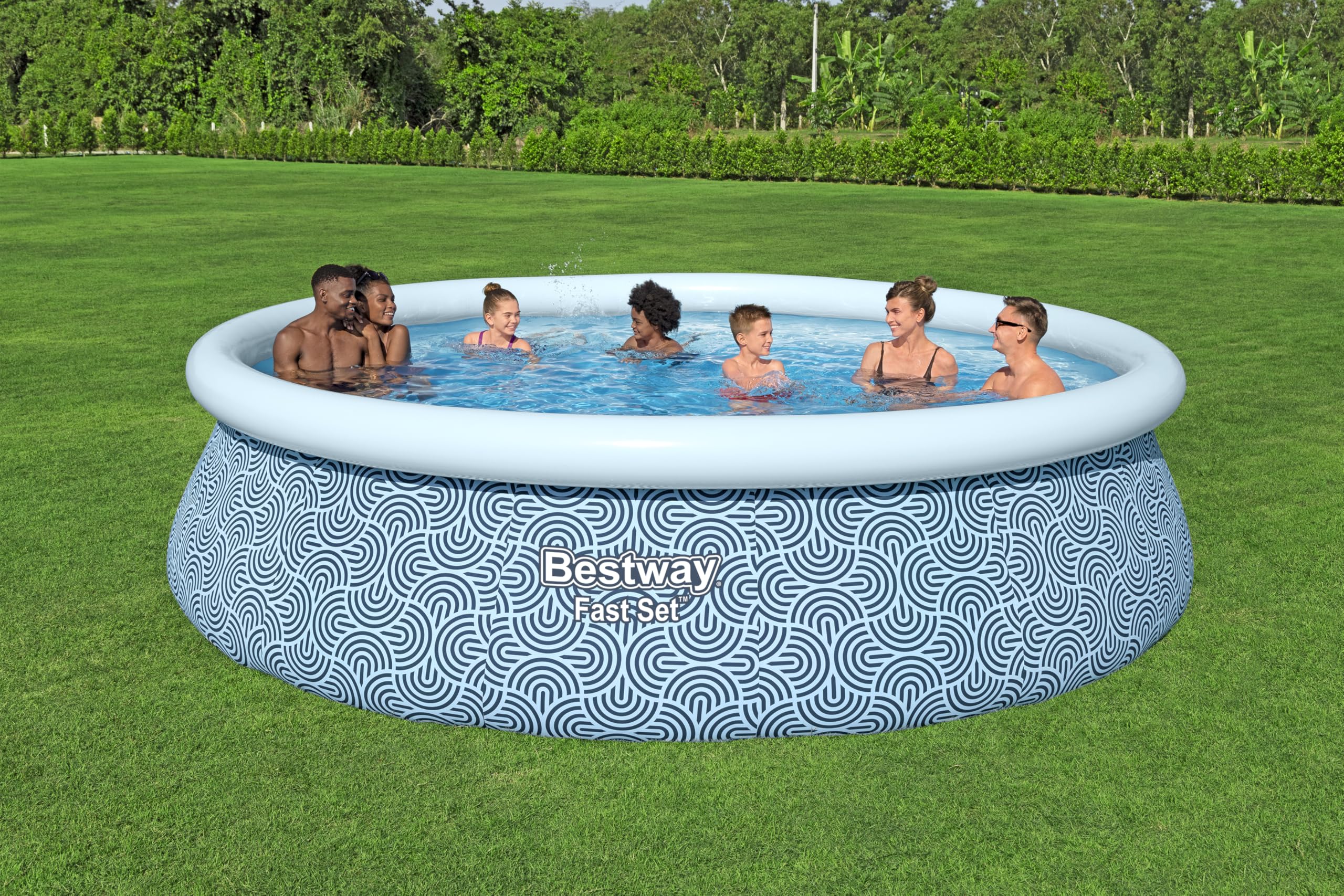 Bestway Piscine Gonflable Ronde Fast Set - 457 cm x 457 cm x 107 cm - Gris