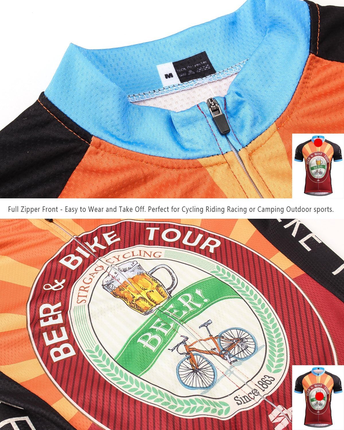 Strgao Men's Cycling Jersey Bike Short Sleeve Shirt