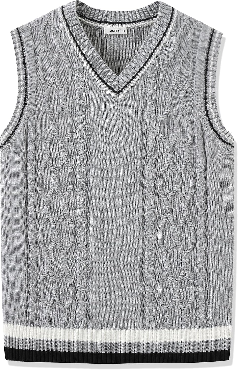 JSTEX Boys Sweater Vest 100% Cotton Kids Uniform Vest V-Neck Sleeveless Knit Pullover for Boy Girls Toddler Size 4-14