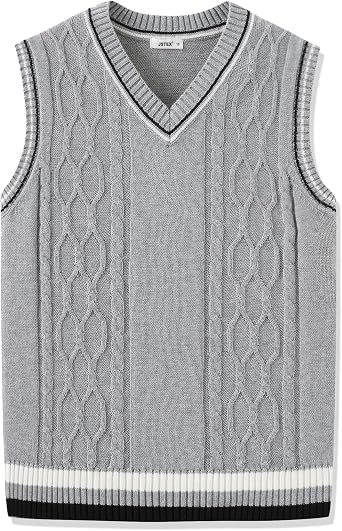 سترة سترة JSTEX Boys سترة 100 ٪ قطن أطفال سترة موحدة V-Neck بلا أكمام بولوفر للفتيات طفل صغير الحجم 4-14