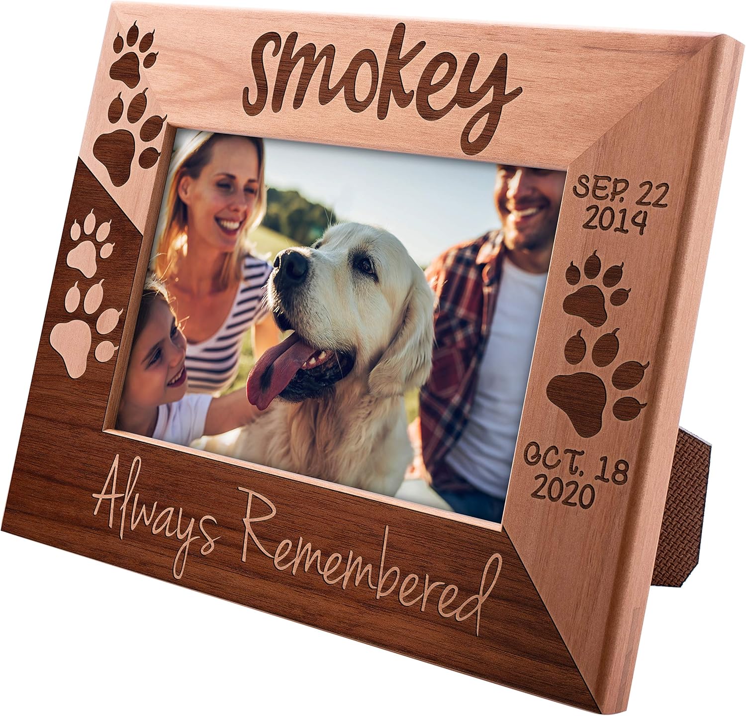 Be Burgundy Memorial Pet Picture Frames 4x6 - Always Remembered - Customized Pet Picture Frames, Pet Loss Gift, A Beautiful Remembrance Gift for a Grieving Pet Owner