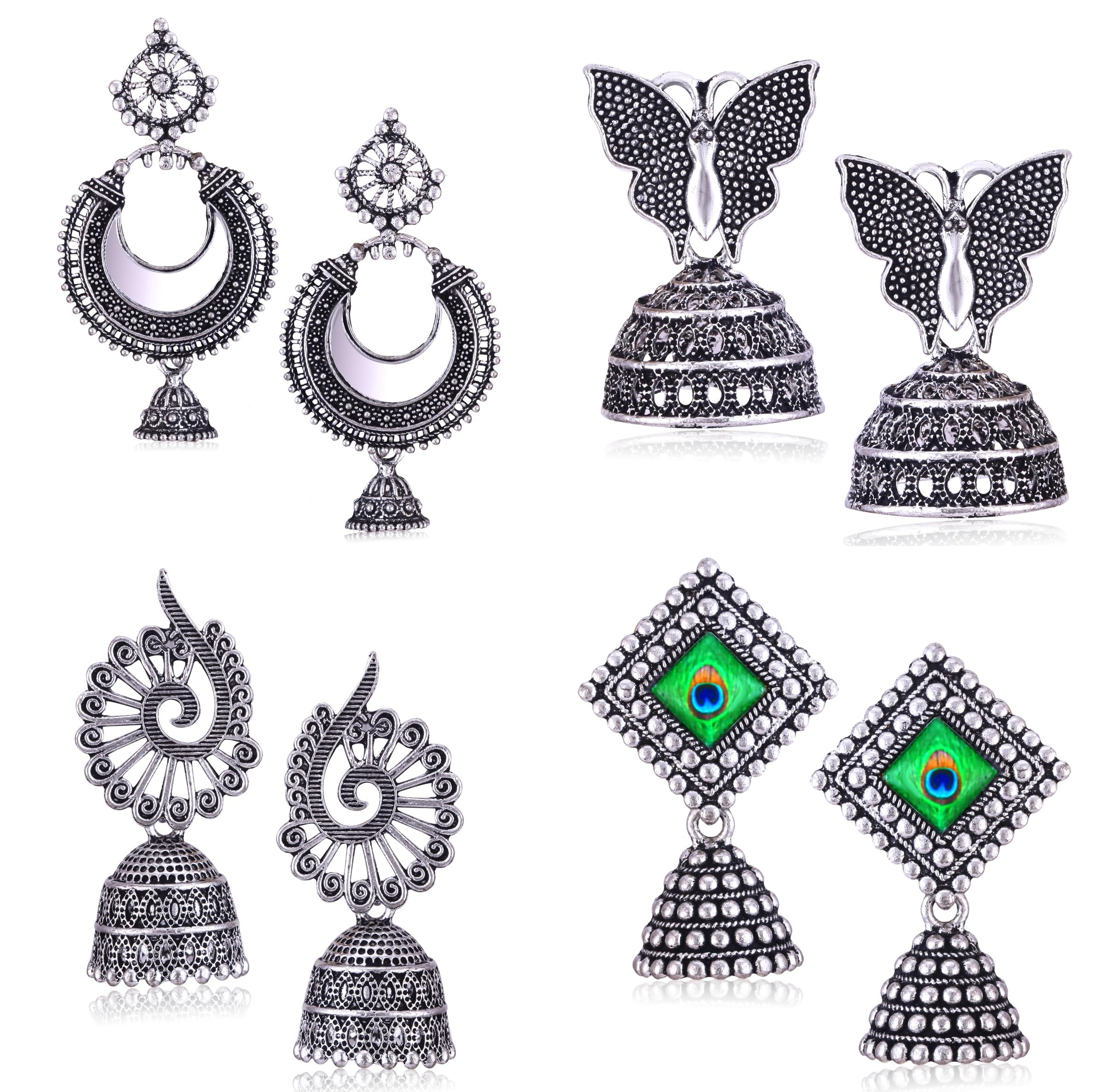 MEENAZ earrings for women fashion jhumka oxidised Silver Earrings for women Combo chandbali pearl chandbali stylish jhumkas traditional Earrings For girls South indian traditional Ear Rings -M125 (B0CLYDKQ8Y) Amazon Price History, Amazon Price Tracker