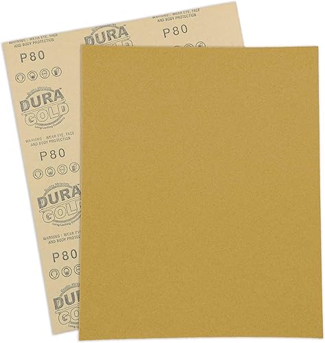 Miniatura 3 de Dura-Gold Hojas de papel de lija doradas de 9 x 11 pulgadas, grano 80 (caja de 8)  Carpintería para muebles de madera, pintura automotriz  Corte de