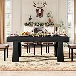 Tribesigns 63'' Dining Table, Modern Rectangular Kitchen Table with Heavy Duty Tapered Legs, Black Business Dinner Table for Dining Room, Cafe, Restaurant, Easy Assembly