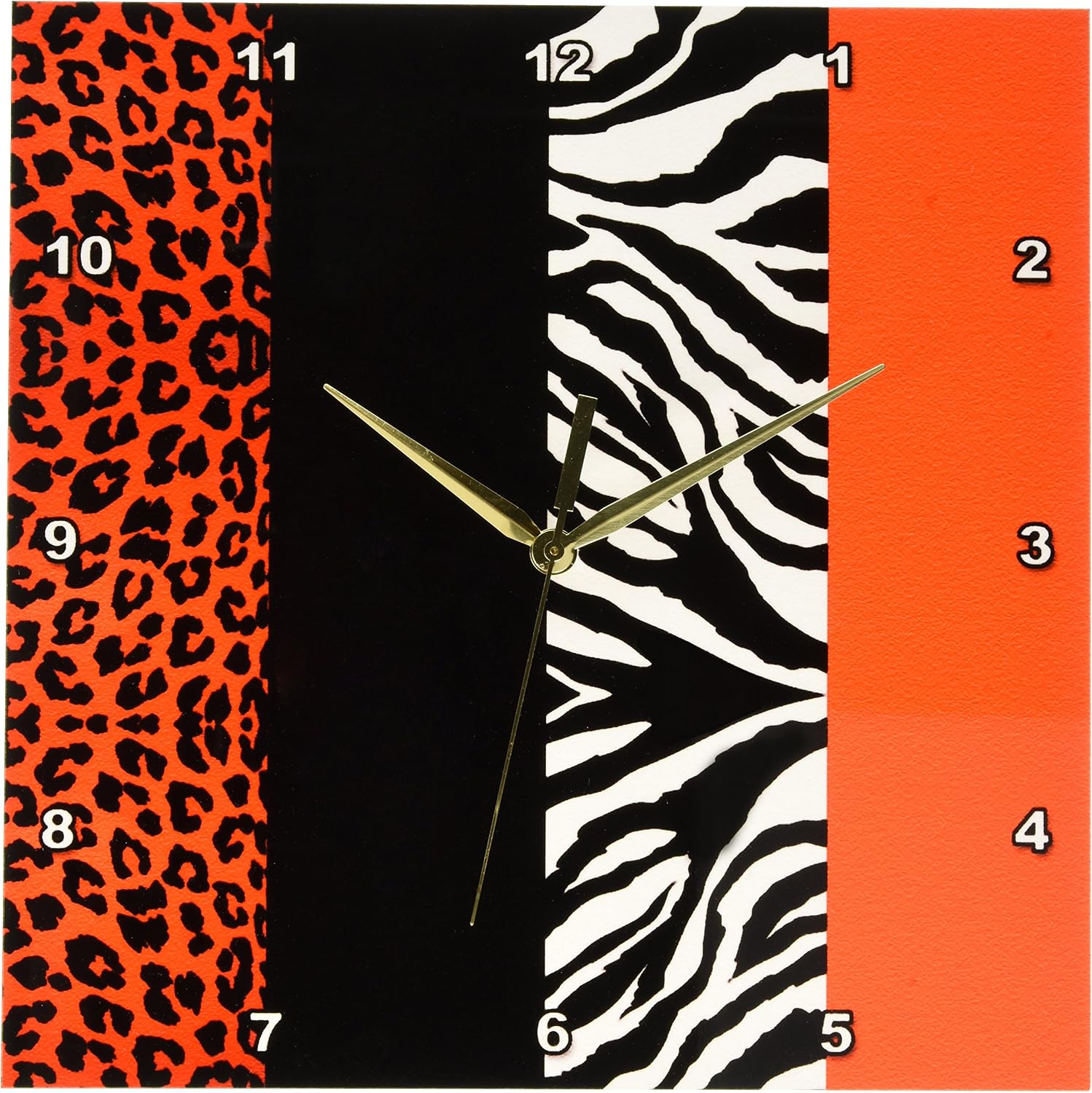 Janna Salak Designs Red Black and White Animal Print Leopard and Zebra Wall Clock, 10 by 10-Inch