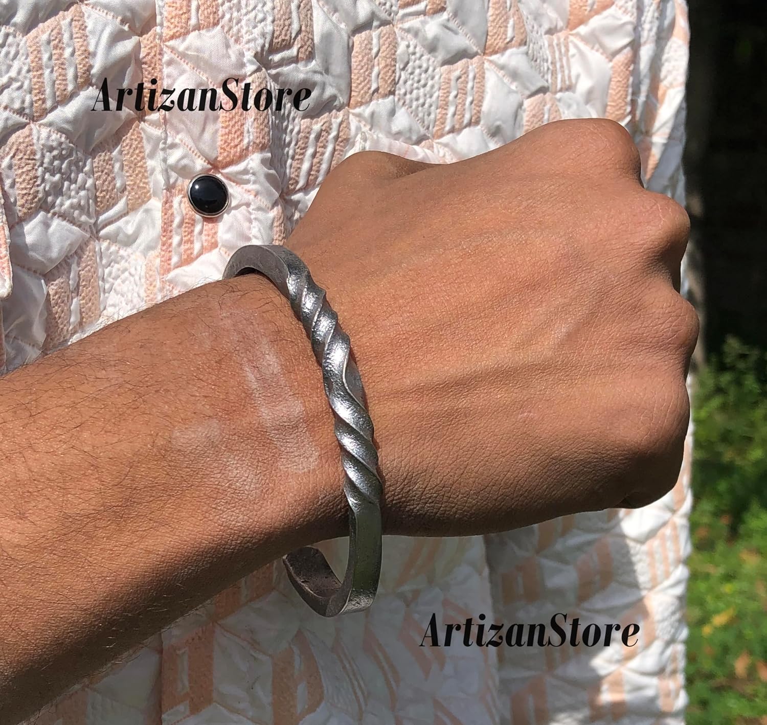 ARTIZANSTORE Viking Ring Bracelet | Iron Cuff Bracelet for Men & Women | Authentic Norse Style | Durable Alloy Steel | Perfect for LARP, Cosplay & Historical Events - Image 2