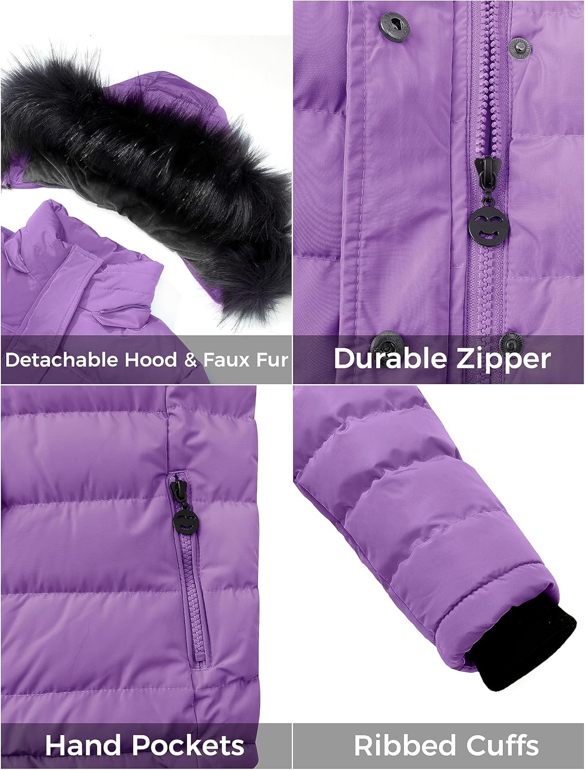 ZSHOW Girls' Puffer Jacket Soft Fleece Lined Warm Hooded Winter Coat - Image 5