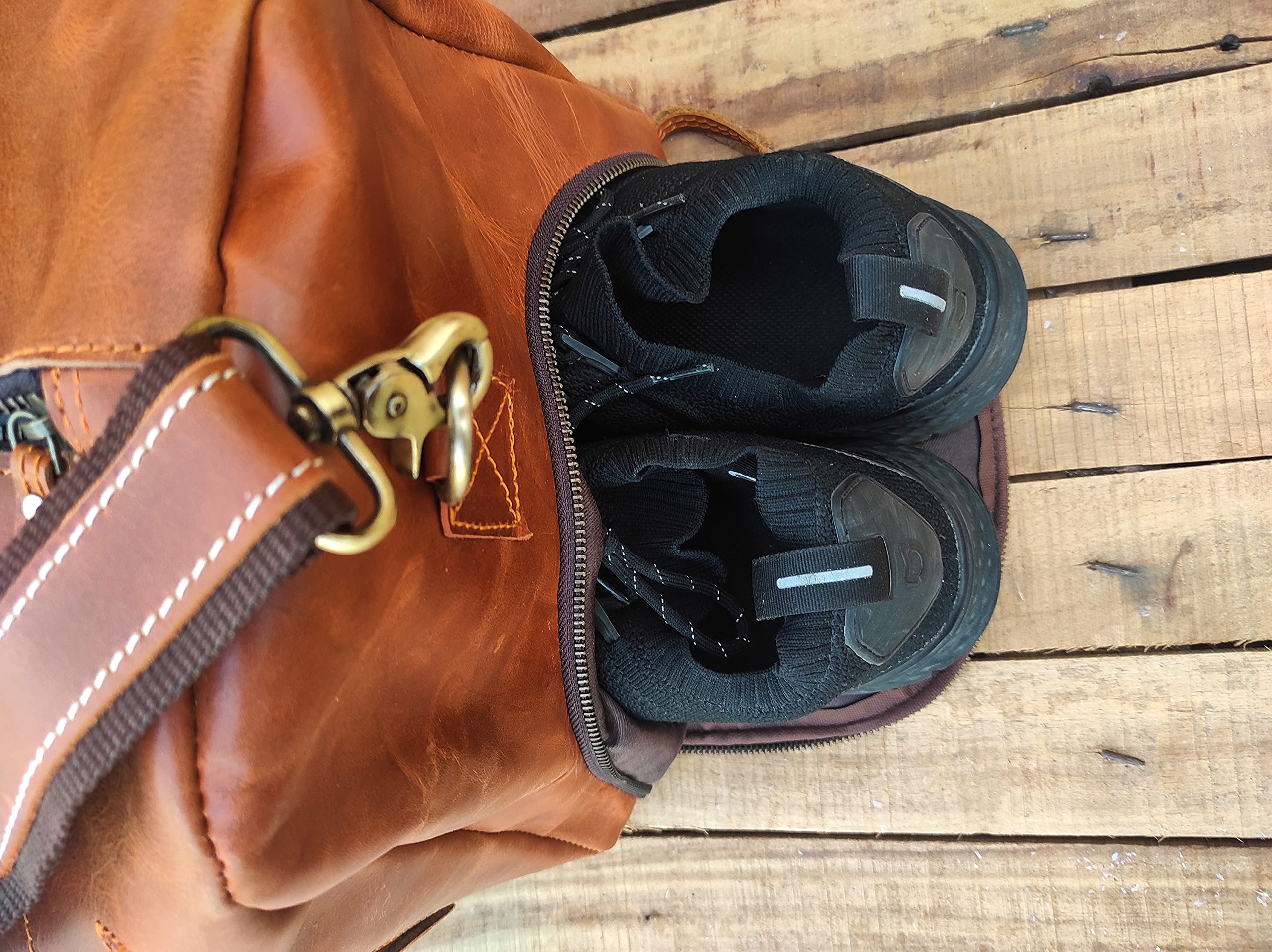 Borsone da Viaggio in Pelle con Scomparto per Scarpe per Uomo e Donna in Pelle Pieno Fiore Borsone da Viaggio in Pelle per il Fine Settimana Borsone Sportivo da…
