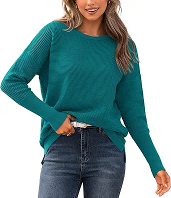 BTFBM Fall Sweaters for Women 2025 Casual Long Sleeve Sweater Striped Loose Fit Pullover Tops