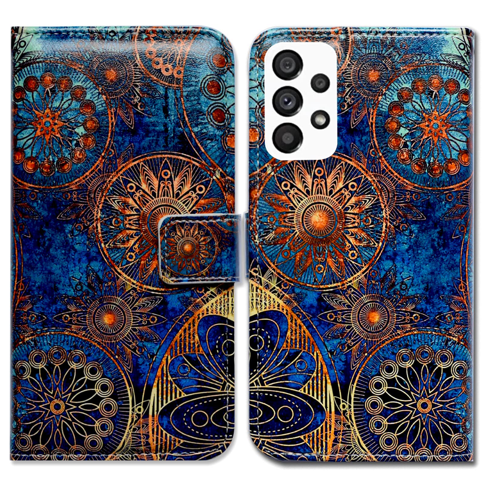 Bcov Case for Samsung Galaxy A53, Gorgeous Colours Circle Mandala Leather Flip Phone Case Wallet Cover with Card Slot Holder Kickstand for Samsung Galaxy A53 5G