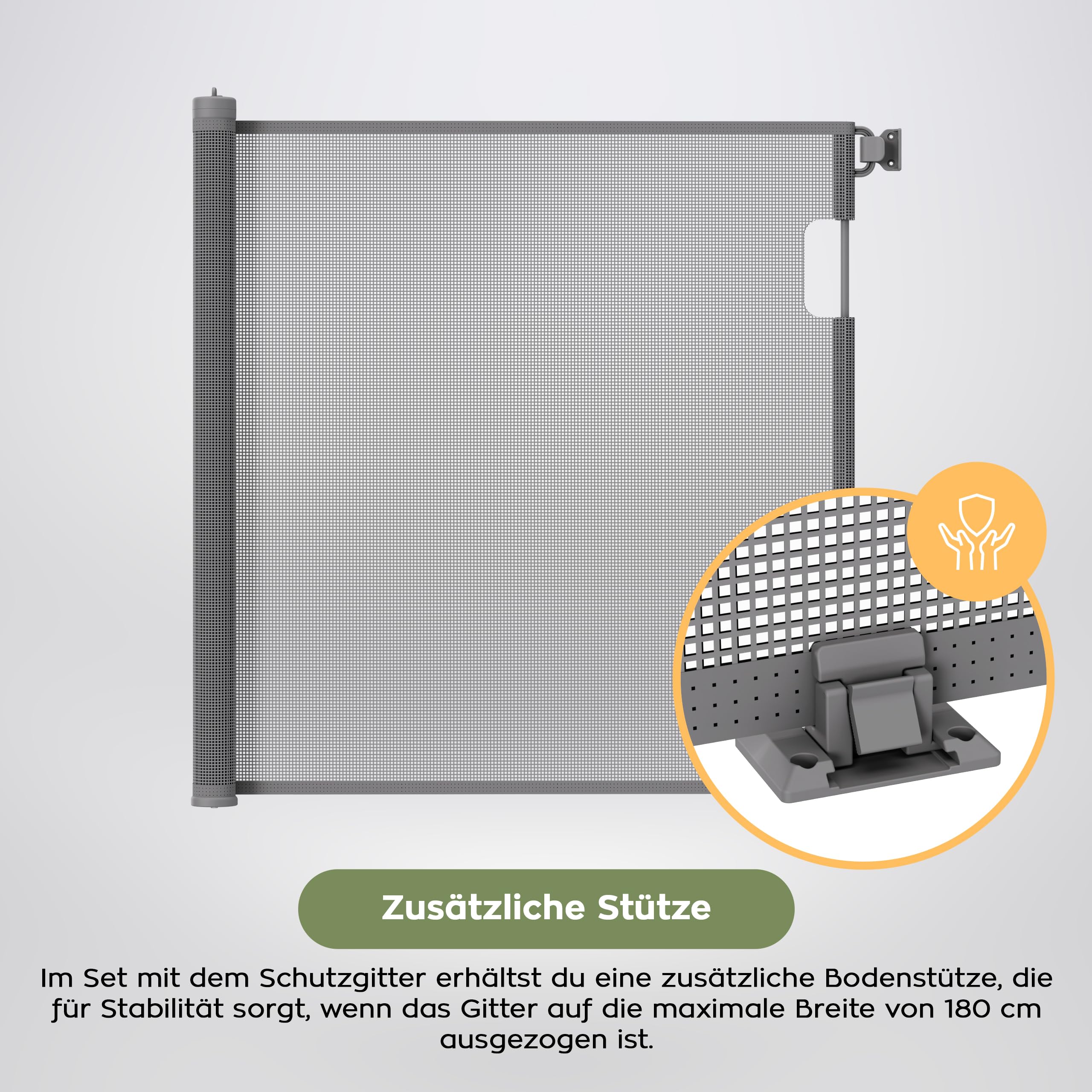 TULANO Guardian Treppenschutzgitter ausziehbar 5-180 cm, Höhe 86 cm, Grau | Extra breites Türschutzgitter für Kinder & Haustiere, Einhandbedienung, sicherer Kinderschutz für Treppen & Türen