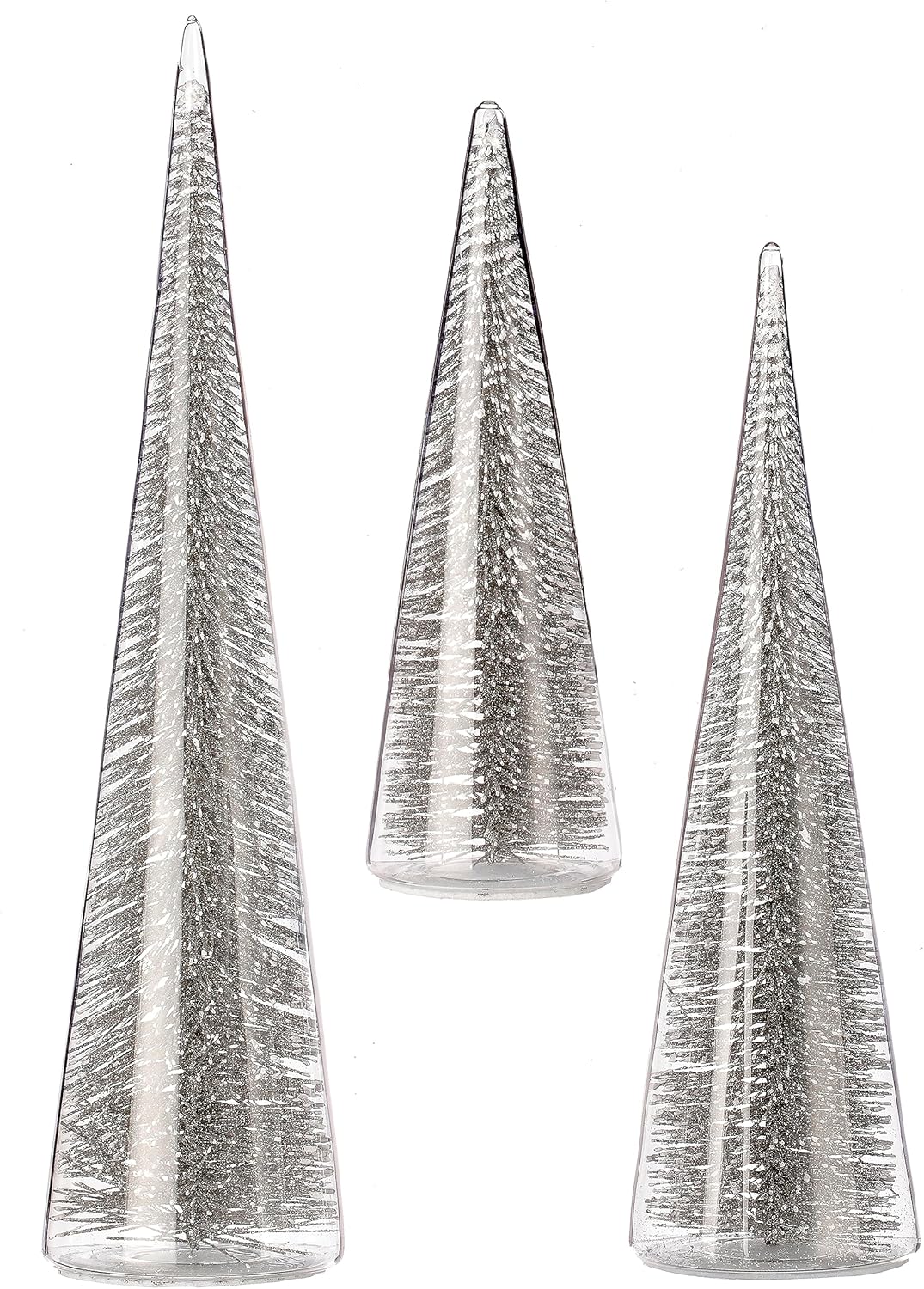Regency International Bristle in Glass Tree, Set of 3 (Silver)