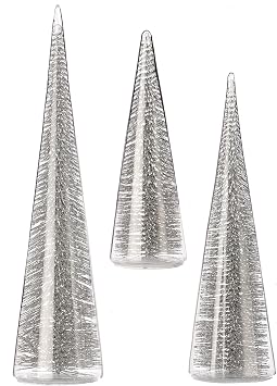 Regency International Bristle in Glass Tree, Set of 3 Silver