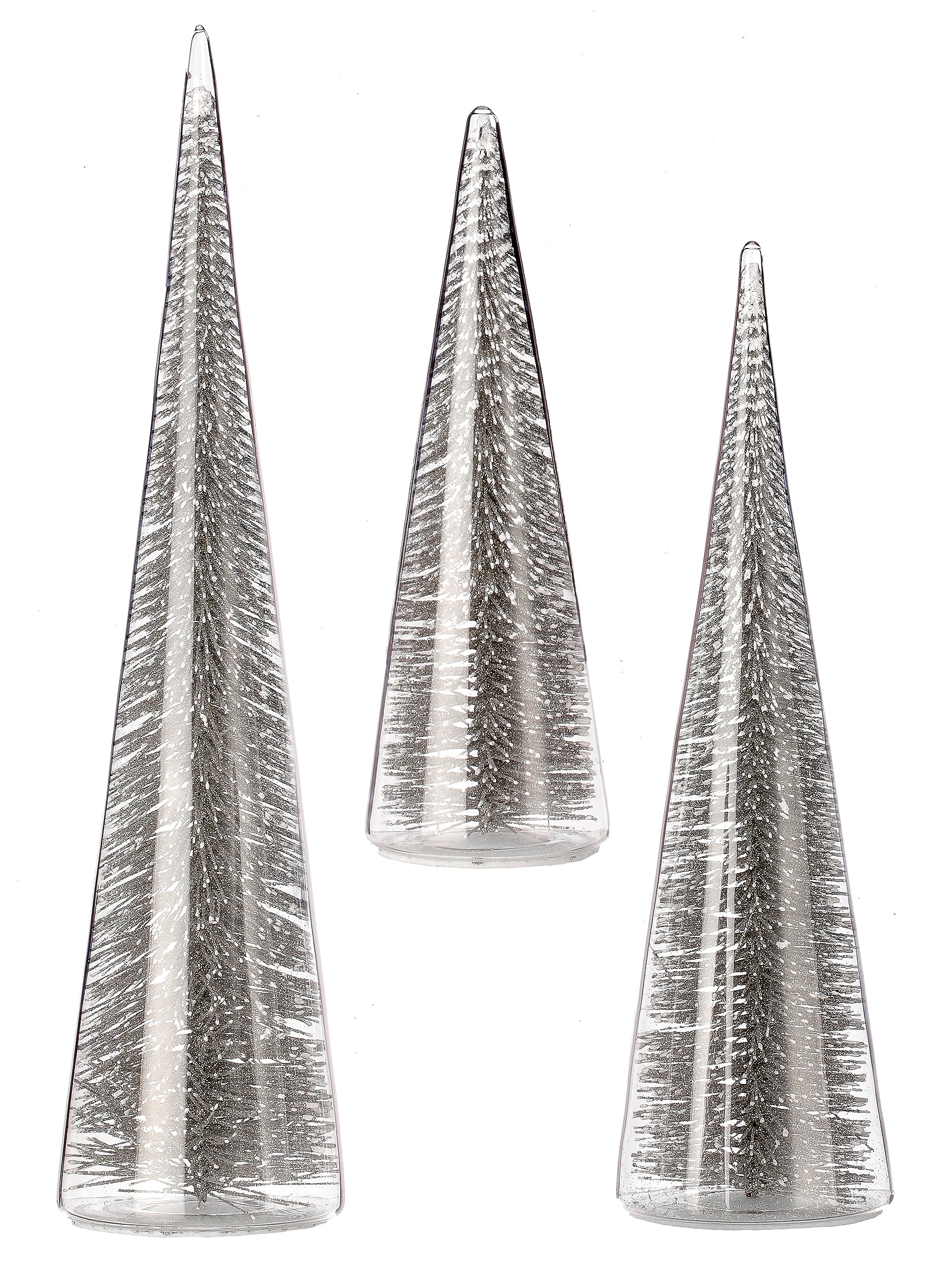 Árbol de cristal Regency International plateado, juego de 3 piezas de 7, 11 y 13 pulgadas