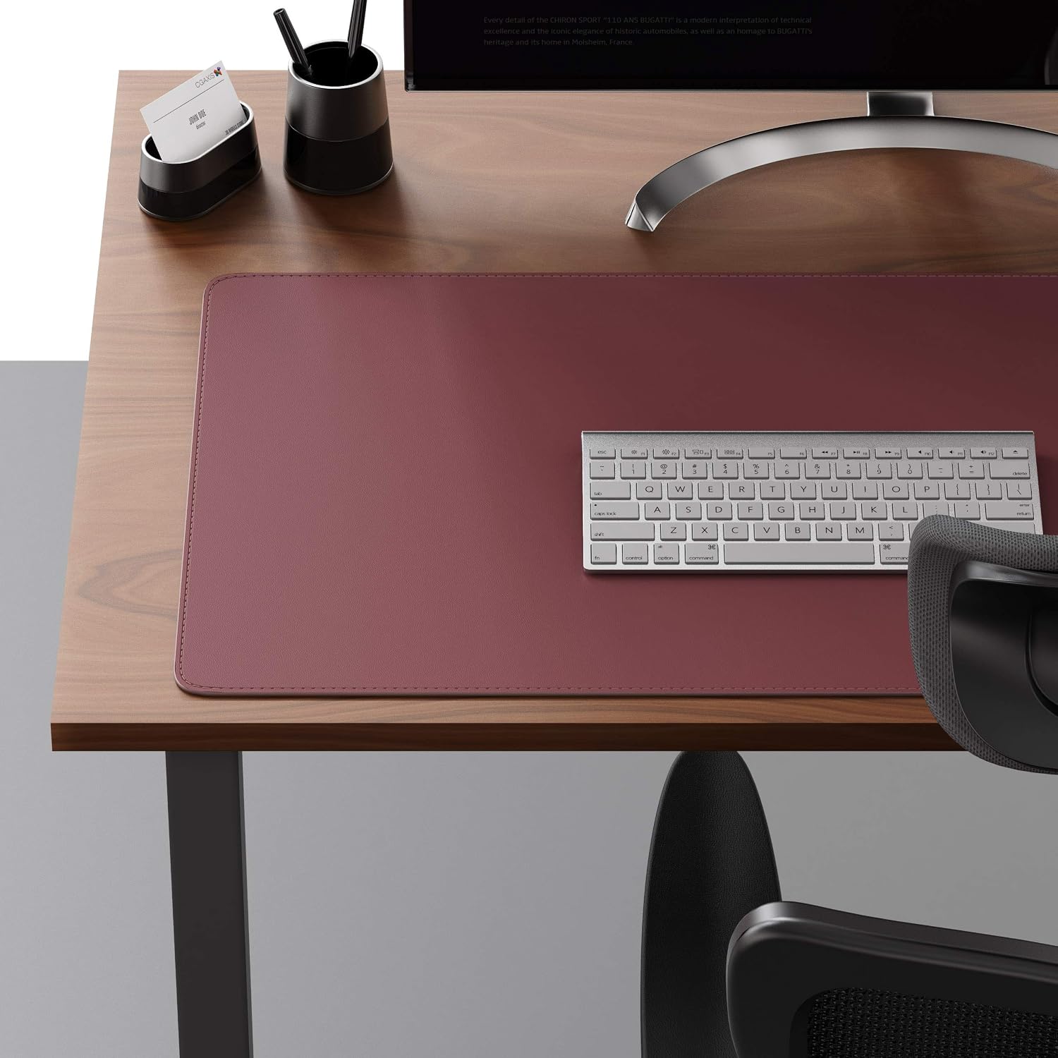 YSAGi Eco Cork Leather Desk Pad, Ultra Thin Waterproof Large PU Leather Mouse Pad, Dual Use Desk Writing Mat for Office/Home (31.5"x15.7", Cork+Dark Pink)