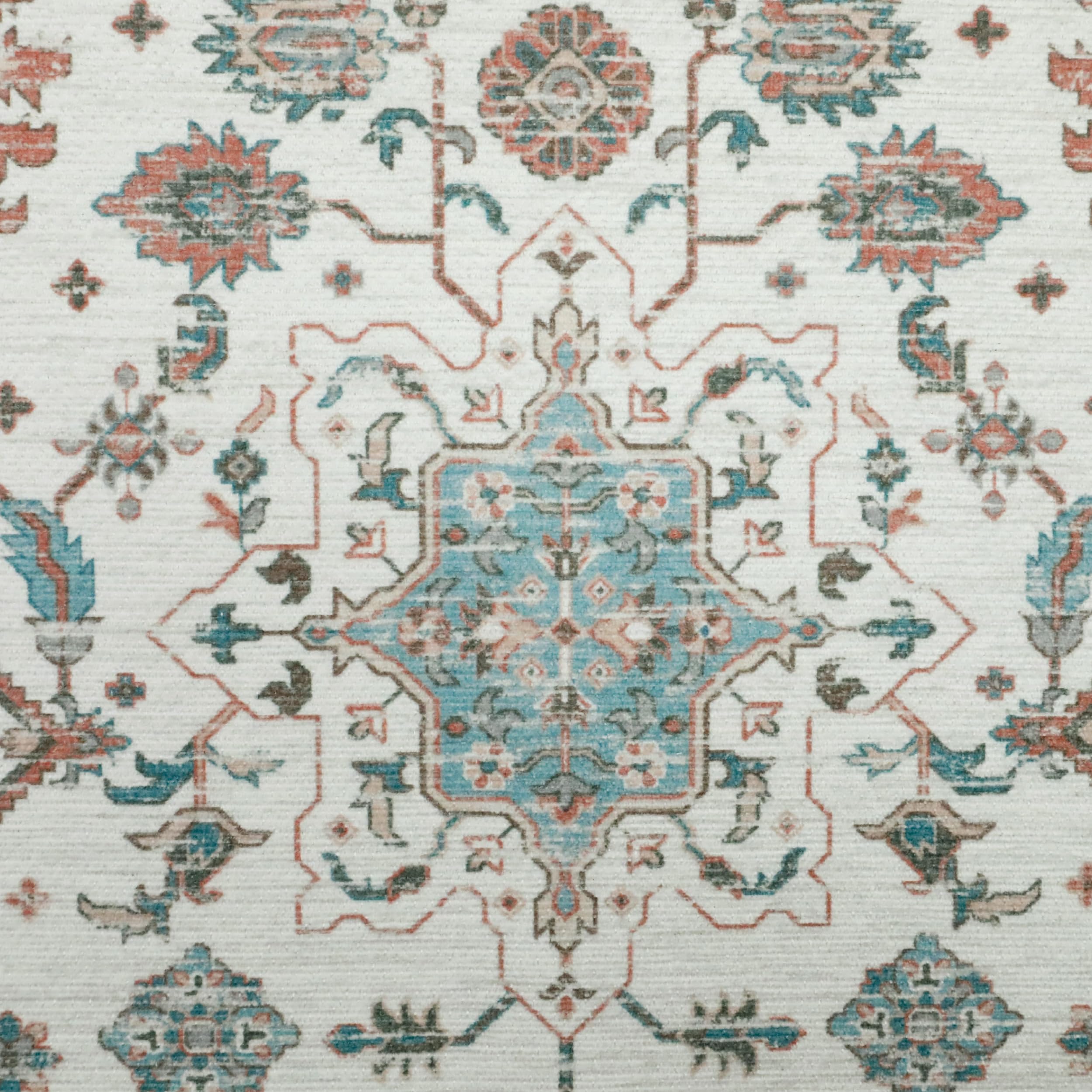 Alfombra decorativa beige Aure floral lavable a máquina y antideslizante de 26 x 45 pulgadas 3