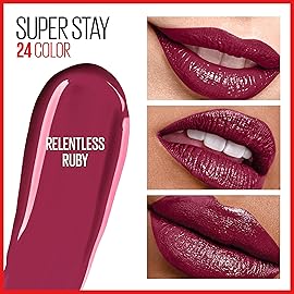 Maybelline Super Stay 24, 2-Step Liquid Lipstick Makeup, Long Lasting Highly Pigmented Color with Moisturizing Balm, Relentless Ruby, Ruby Red, 1 Count