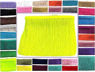 SEW TRENDS Hilo de cadena de 10 cm de largo con flecos, con borla, para manualidades, costura y decoración, color amarillo neón