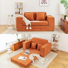 63" Convertible Futon Sofa Bed, Boneless Couch for Living Room,Brown