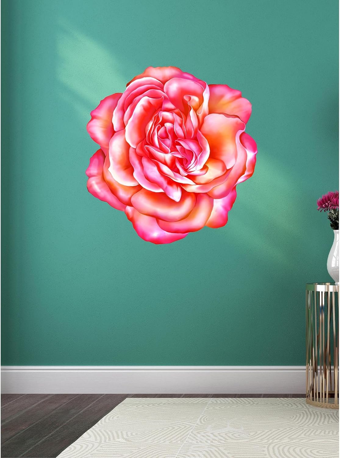 24" Hot Pink Rose Wall Flower Decal Sticker Graphic