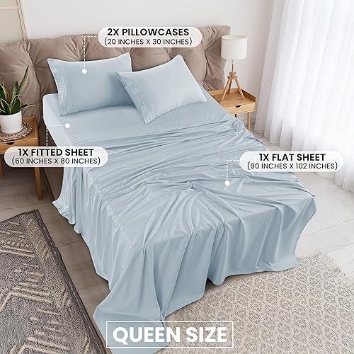 Miniatura 3 de LDC LUX DECOR COLLECTION Sábanas de cama  6 piezas para cama de tamaño Queen, sábanas de microfibra cepillada de hasta 16 pulgadas de profundidad,