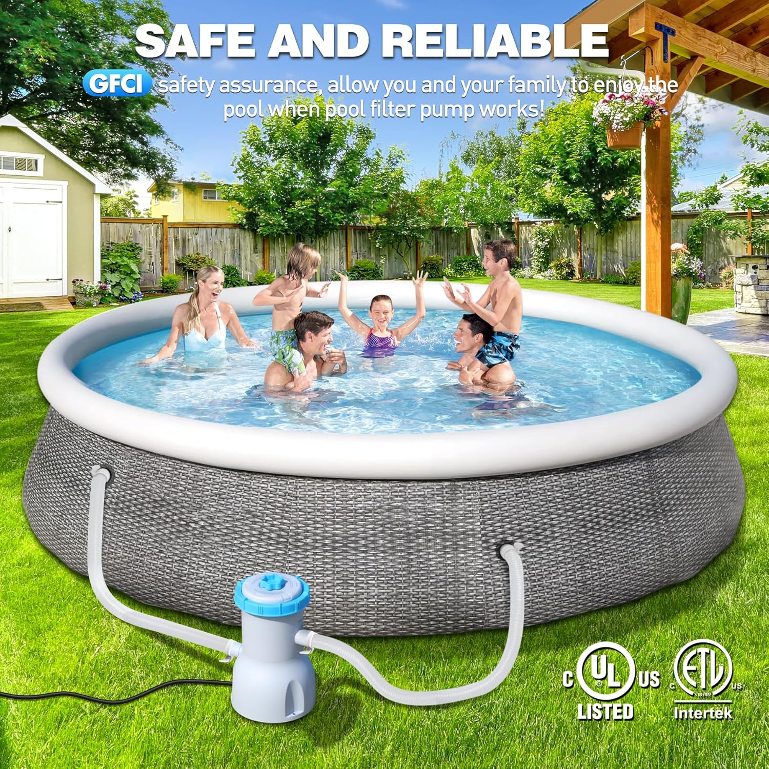 LuxBlue 800 GPH Above Ground Pool Filter Pump, Energy-Saving Pool Cartridge Filter Pump | Dual Action: Accelerate Water Flow & Capture Debris Quickly - Improve Water Clarity | Easy to Setup & Maintain