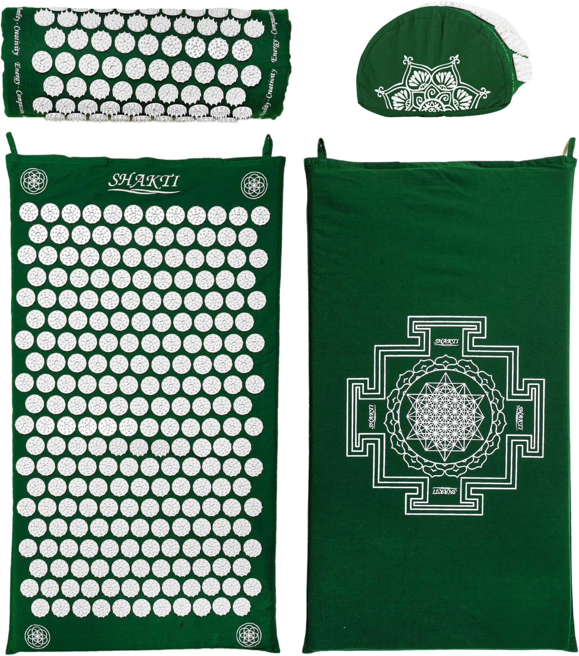 ShaktiMat Classic Acupressure Mat & Neck Pillow Set, Level 2 Intensity in Green, Sustainable & Durable, Relieves Stress & Tension, Promotes Relaxation & Focus, FSA/HSA Eligible