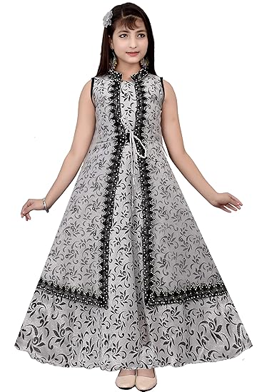 Maurya Girls Wear Maxi/Full Length Festive/Wedding Flower Gown Dress for Barbie Girls