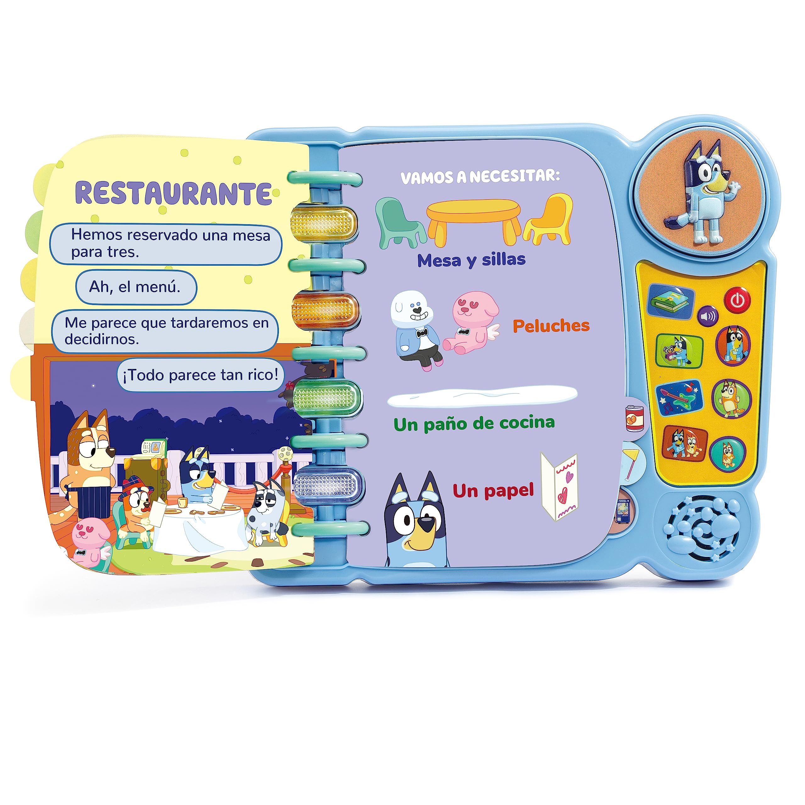 VTech - Libro Educativo de Bluey, Juega y aprende simulando acciones de la Vida Real, 4 Modos de Juego, Juguete para niños +3 años, Versión ESP