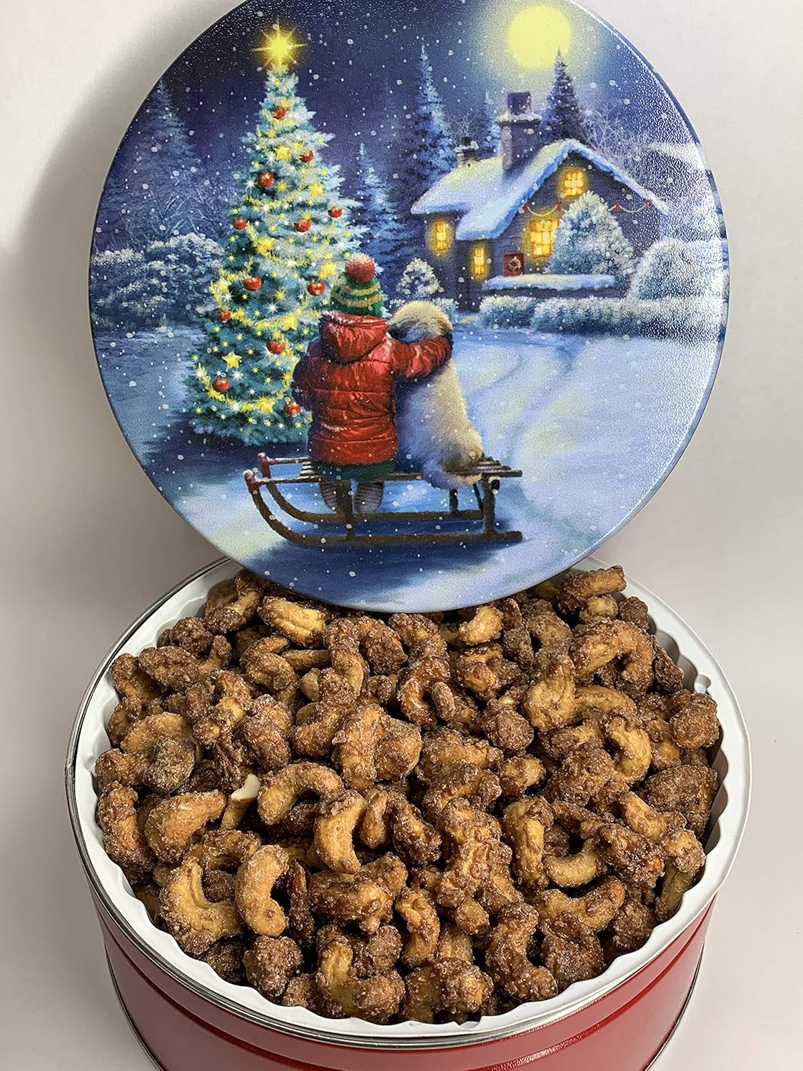 Cinnamon Roasted Nuts Gift Tin (Cashews, 1 Pound)