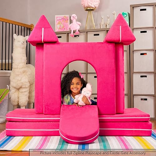 Miniatura 6 de Jaxx Zipline Playscape - Accesorio de puerta de castillo solo imaginativo para niños creativos, arándano