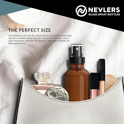 Miniatura 8 de Nevlers Paquete de 24 botellas de spray de vidrio ámbar de 4 onzas  Versátil botella de niebla fina como botellas de spray para el cabello, perfume