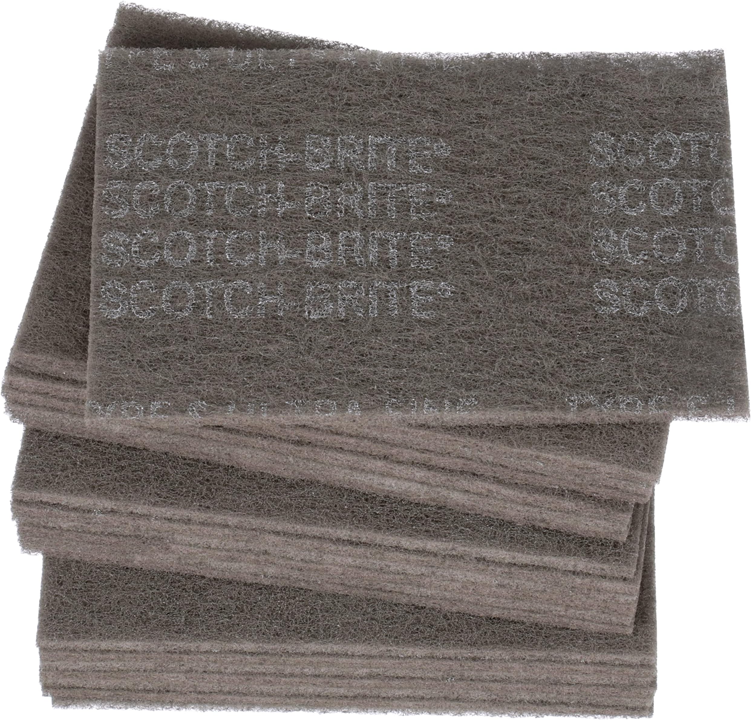3M Scotch-Brite Ultra Fine Grade 07448 Hand Pad, Case of 20, 6 in x 9 in Hand Pads, Nonwoven Silicon Carbide, Surface Preparation, Scuffing, and Cleaning, Gray (Pack of 20)